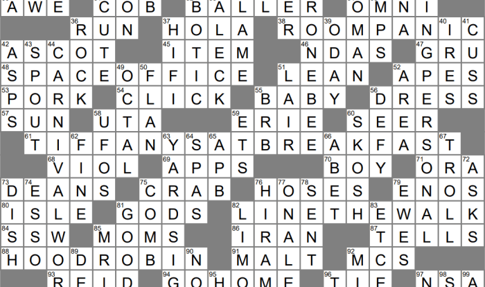 Crossword clue on the job