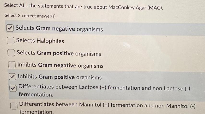 Select the correct statements about macconkey agar.